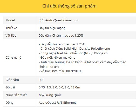 Day tin hieu mang RJ/E AudioQuest Cinnamon