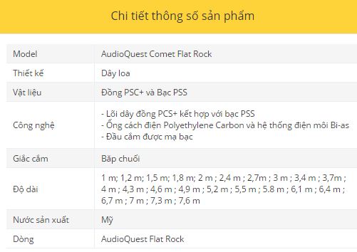 Day loa AudioQuest Comet Flat Rock