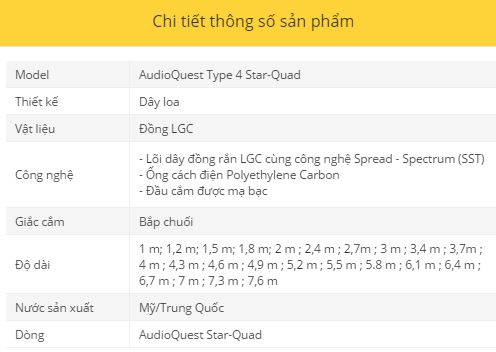 Day loa AudioQuest Type 4 Star-Quad