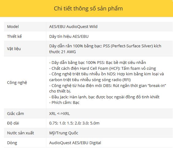 Day tin hieu AES/EBU AudioQuest Wild